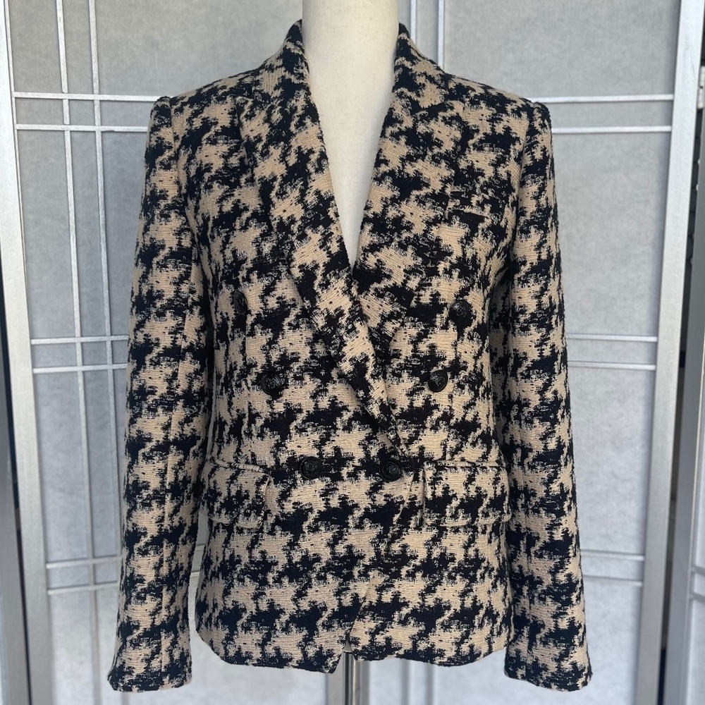 NWT L'AGENCE Ecru/Black Houndstooth Kenzie Blazer sz 2